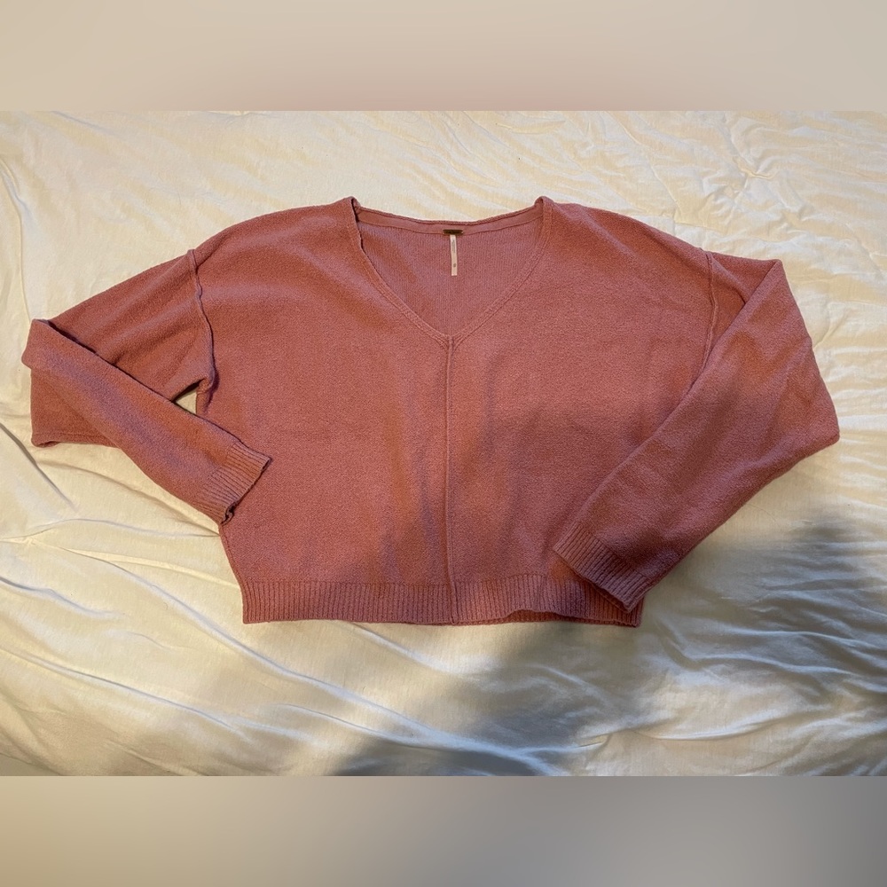 Dusty Rose Cropped Oversized Sweater